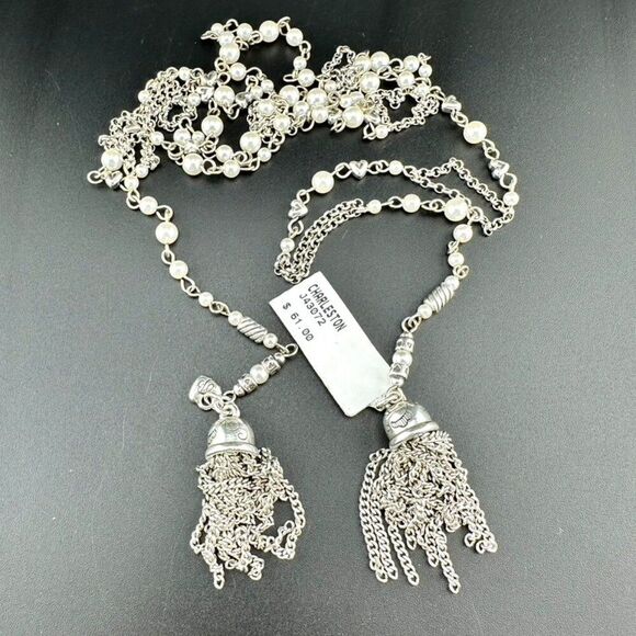 NEW Brighton Charleston Tassel Necklace Faux Pearl Beads Long Vintage Retired - Picture 5 of 5